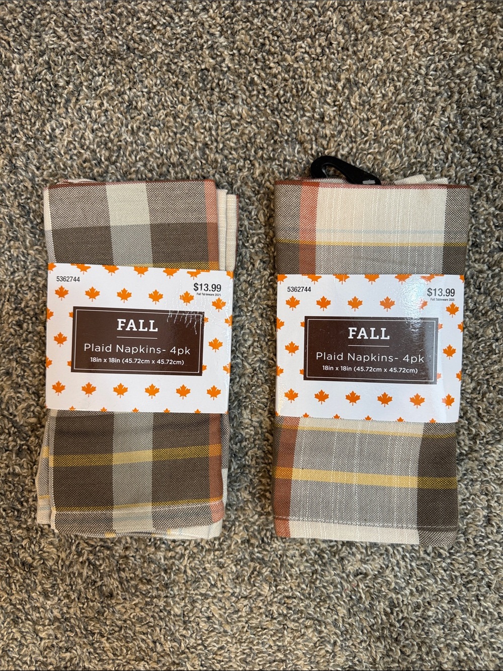 Hobby Lobby Fall Thanksgiving Plaid Cloth Napkins